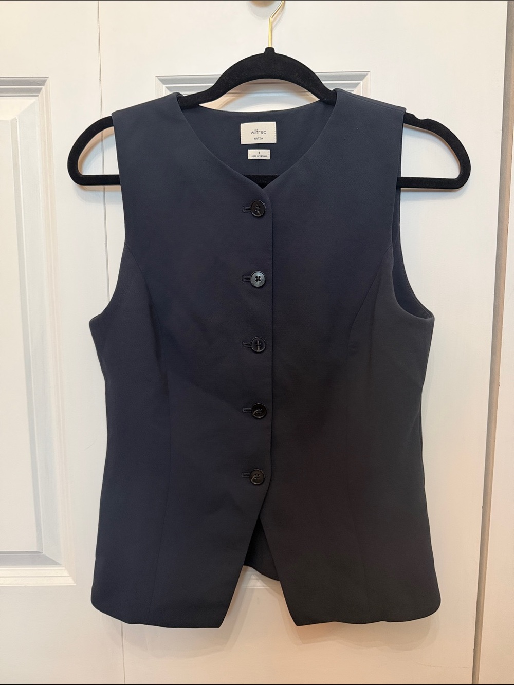 Aritzia Wilfred Regal Vest Dark Night Navy Size 8